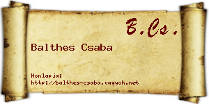 Balthes Csaba névjegykártya